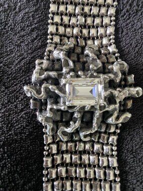 Sergio Gutierrez SG Silver Mesh Liquid Metal Diamond Emerald Cut Bracelet